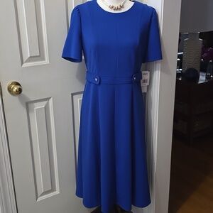 LONDON TIMES BRAND WOMEN'S BLUE AND PURPLE FLORAL SLEEVELESS DRESS SIZE 12